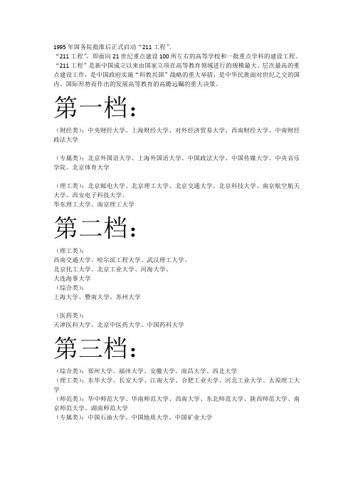 211工程大学简介