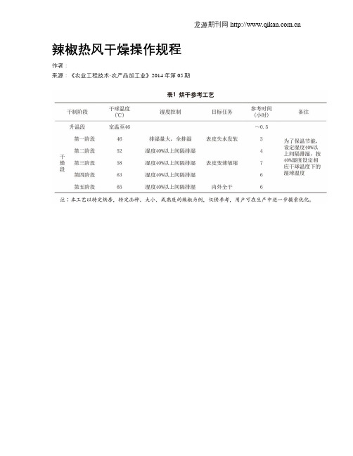 辣椒热风干燥操作规程