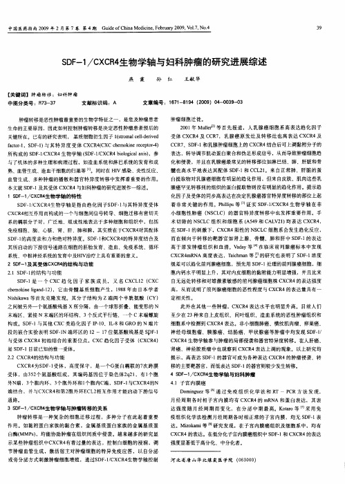 SDF-1／CXCR4生物学轴与妇科肿瘤的研究进展综述