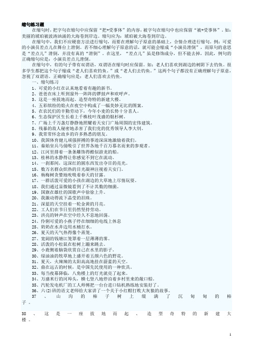 缩句专项练习题
