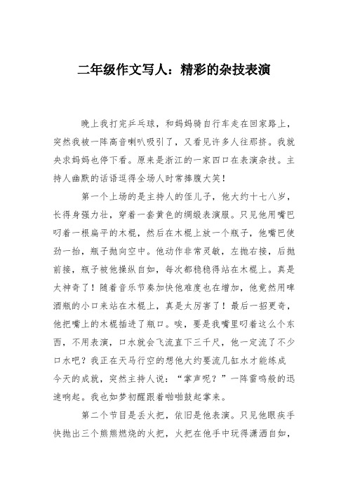 二年级作文写人：精彩的杂技表演