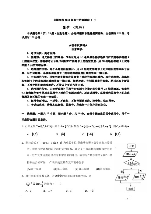 全国高考2019届高三仿真测试(一)   数学 (理科)试卷