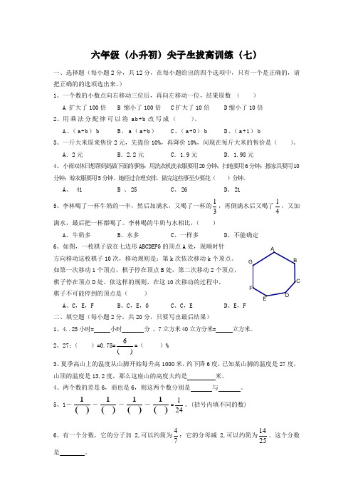 六年级(小升初)尖子生拔高训练(七)