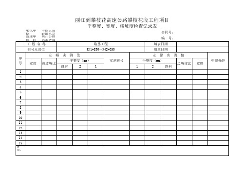 平整度宽度横坡度检查记录表