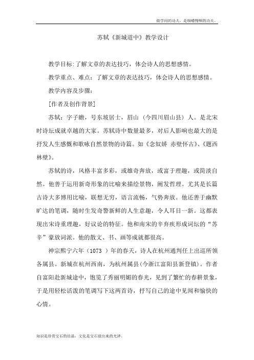 人教版高中语文选修一新城道中教案