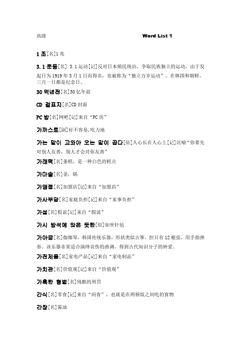 TOPIK必备单词高级