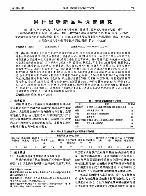 湘村黑猪新品种选育研究