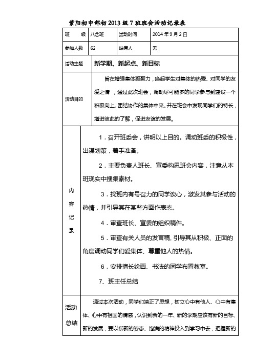 初二七班班会记录