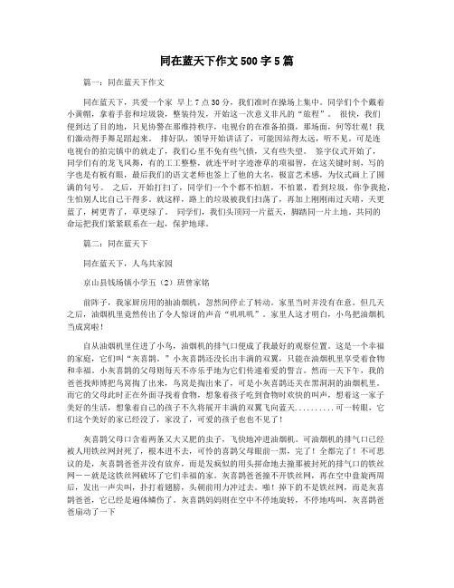 同在蓝天下作文500字5篇