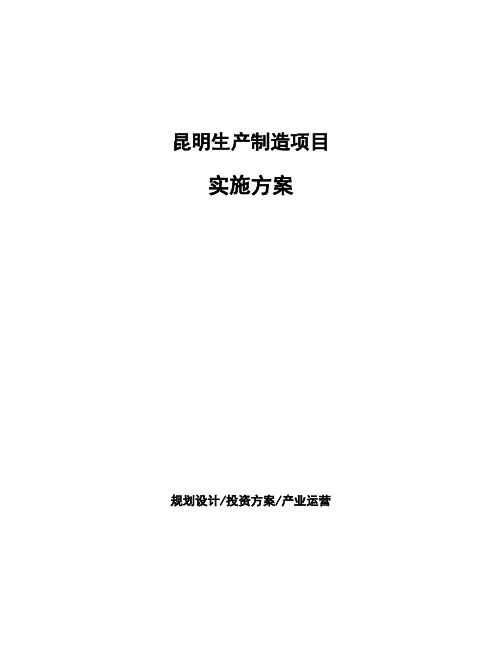 昆明生产制造项目实施方案