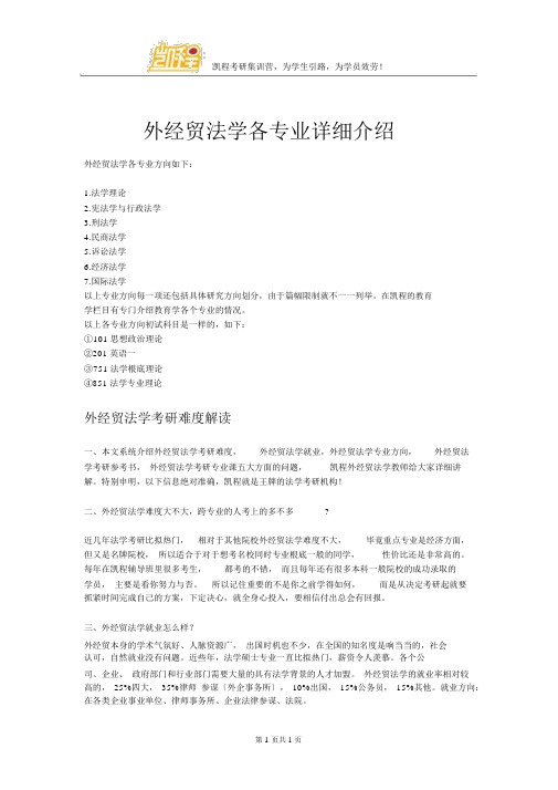 外经贸法学各专业详细介绍