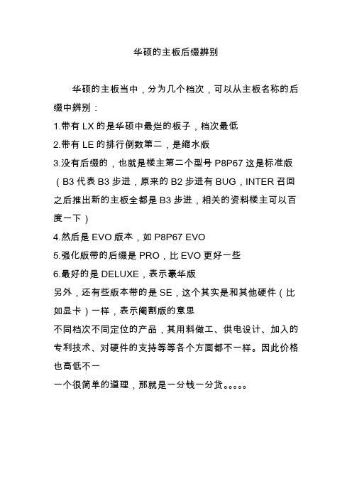 华硕的主板后缀辨别
