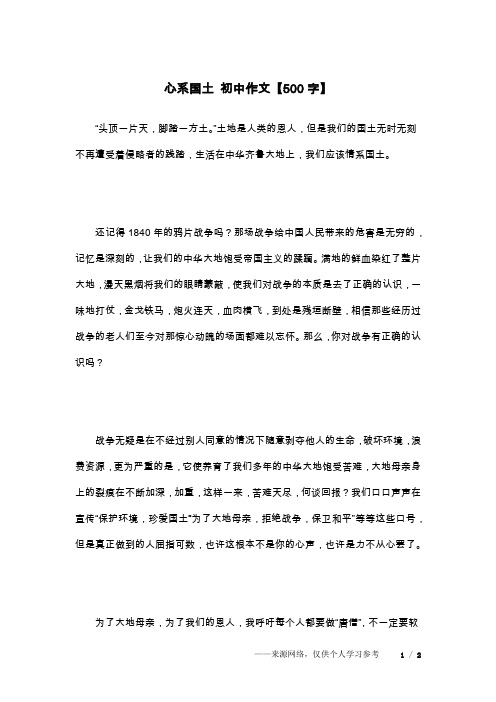 心系国土 初中作文【500字】