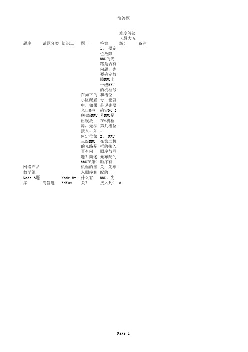 网络产品教学组Node B题库