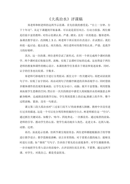 《大禹治水》评课稿