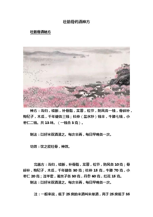 壮筋骨药酒神方