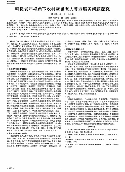 积极老年视角下农村空巢老人养老服务问题探究