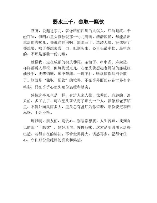 任凭弱水三千,我只取一瓢饮的意思