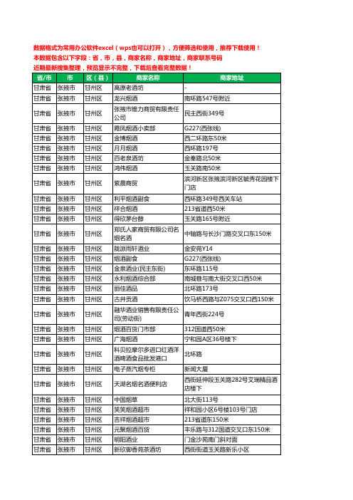 2020新版甘肃省张掖市甘州区烟酒工商企业公司商家名录名单黄页联系电话号码地址大全299家