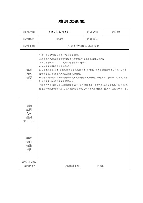 2016年7月消防安全知识与基本技能培训