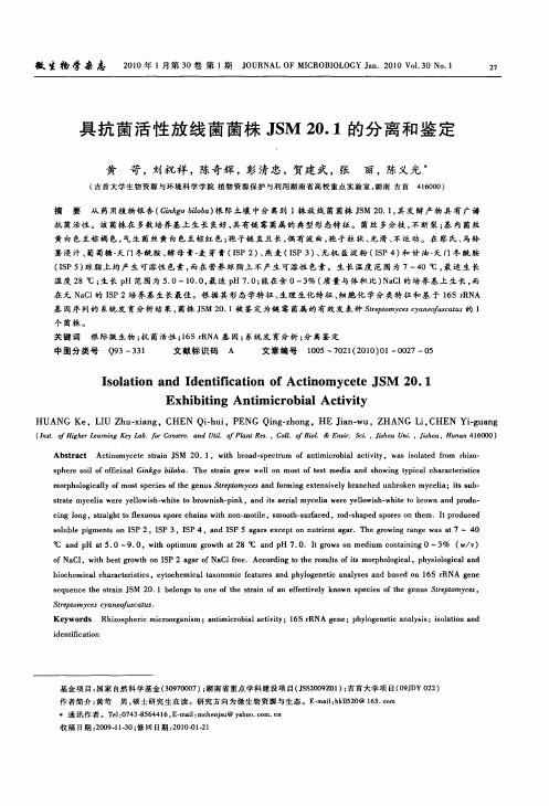 具抗菌活性放线菌菌株JSM 20.1的分离和鉴定