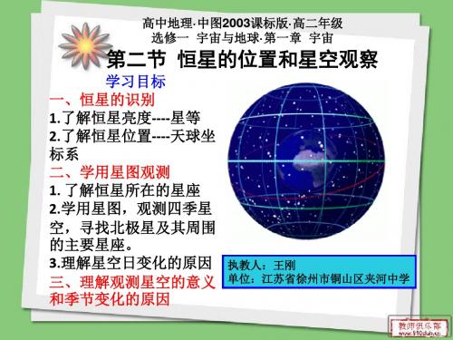 中图版高中地理选修一1.2《恒星的位置和星空观察》课件(共27张PPT)