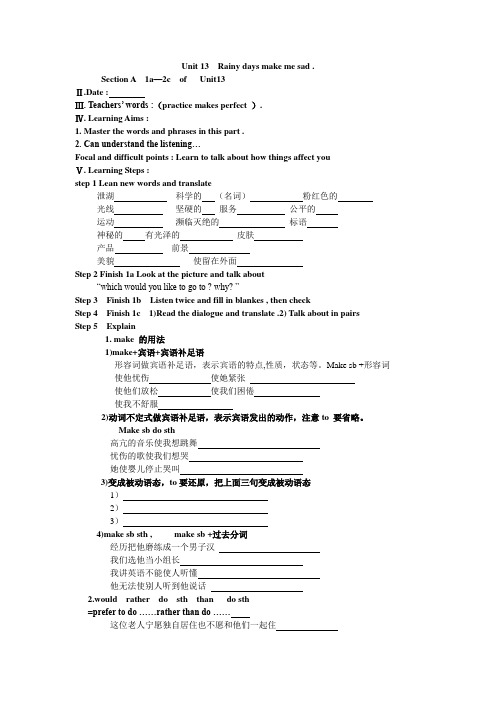 九年级英语13单元学案