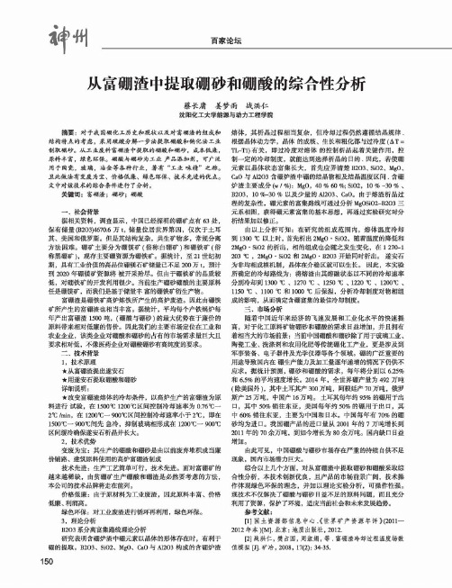 从富硼渣中提取硼砂和硼酸的综合性分析