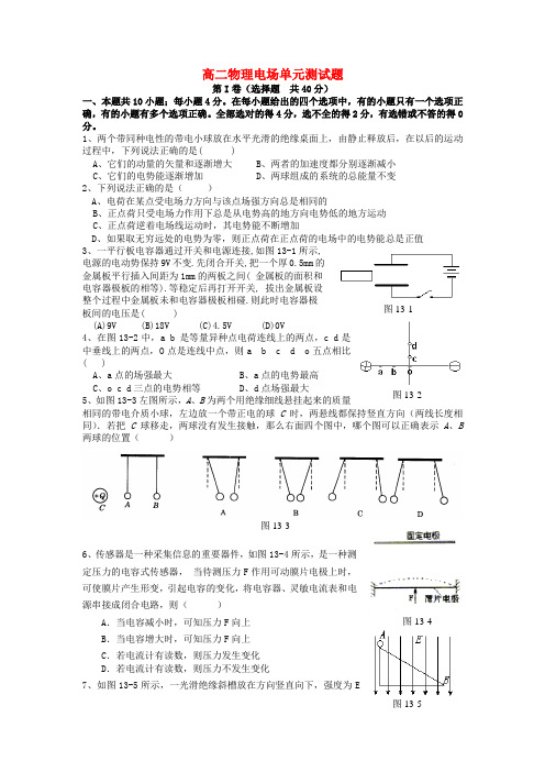 高二物理电场单元测试题 新课标 人教版