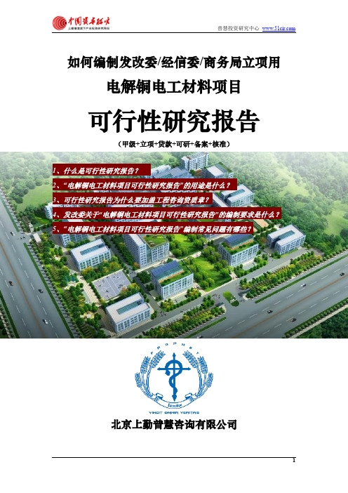 如何编制发改委立项用电解铜电工材料项目可行性研究报告(甲级-发改委-经信委-商务局-备案-核准)
