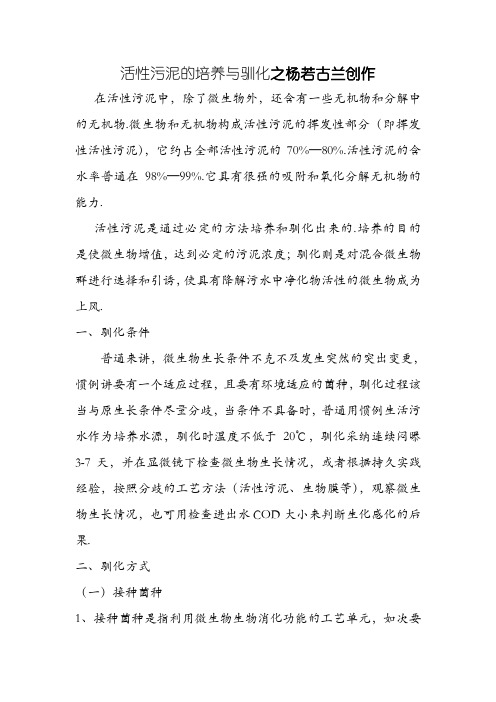 活性污泥的培养与驯化