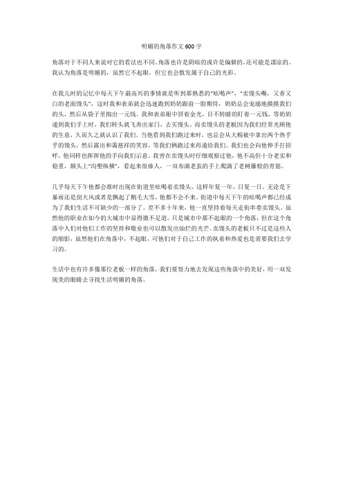 明媚的角落作文600字_1全面版