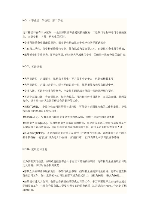 企业招聘最青睐的10类证书