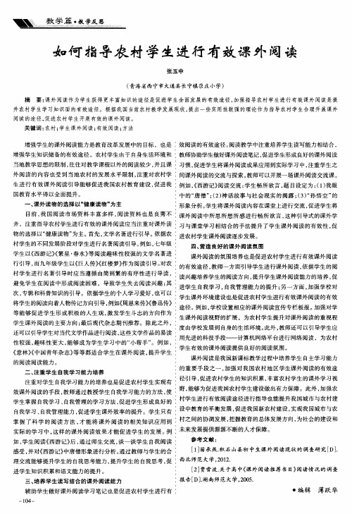 如何指导农村学生进行有效课外阅读