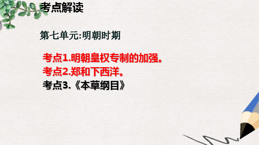 中考历史 中国古代史 第七单元 元明朝时期复习课件