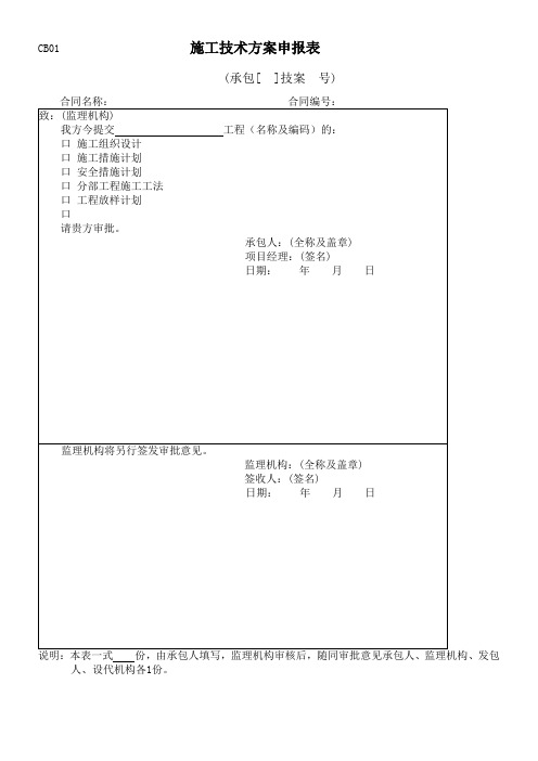 水利工程施工监理规范附表