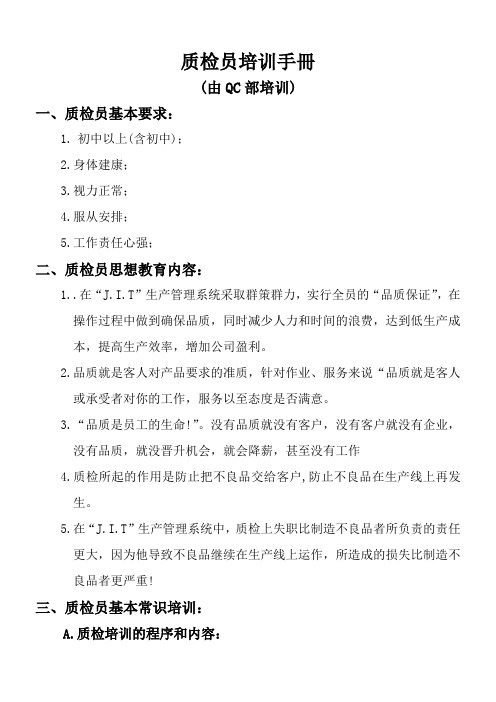 服装质检员培训手册