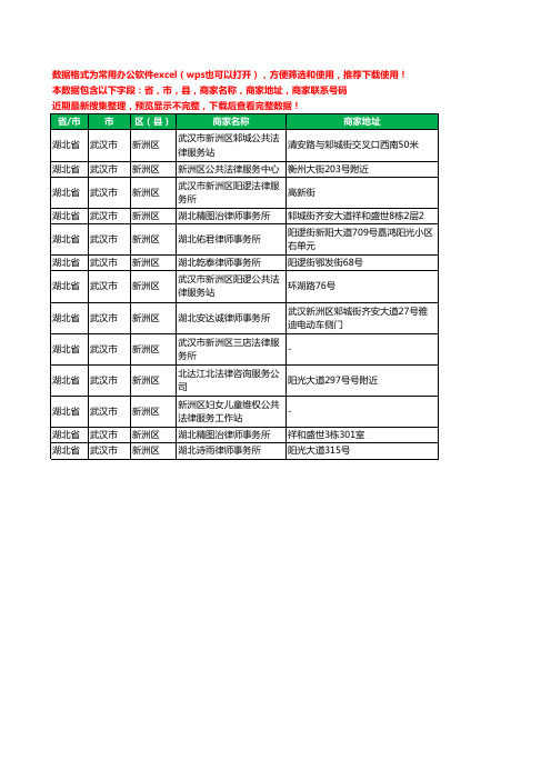 2020新版湖北省武汉市新洲区律师工商企业公司商家名录名单黄页联系电话号码地址大全13家