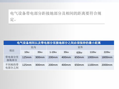 电气设备各电压等级的距离要求