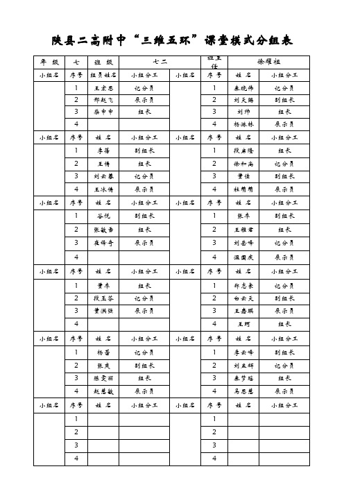 小组分组表格模板