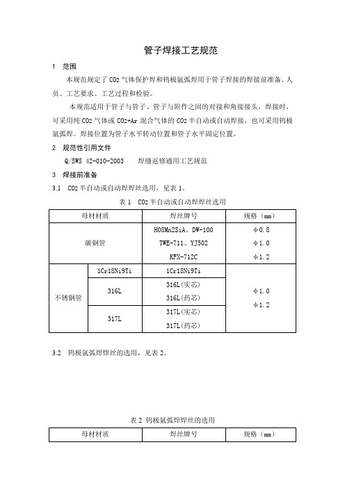 管子焊接工艺规范(包括合金管)