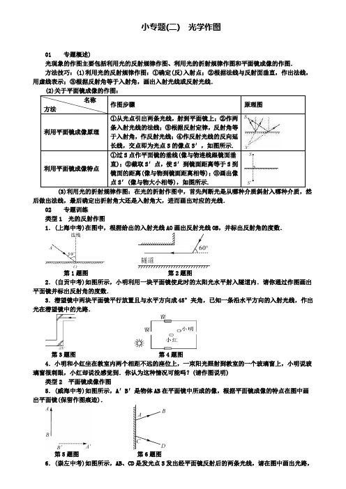 八年级物理上册小专题(二)光学作图(附模拟试卷含答案)