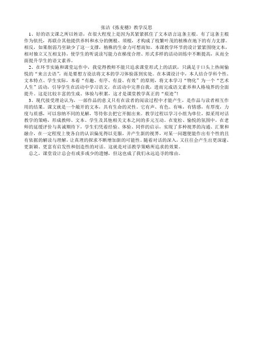 张洁《拣麦穗》教学反思