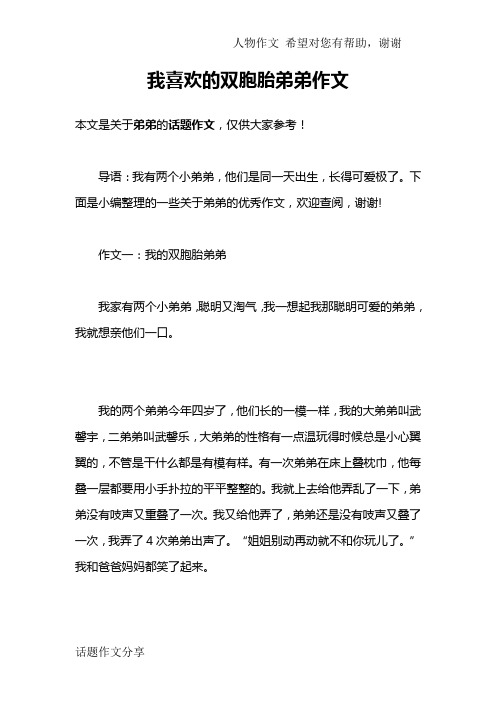 我喜欢的双胞胎弟弟作文