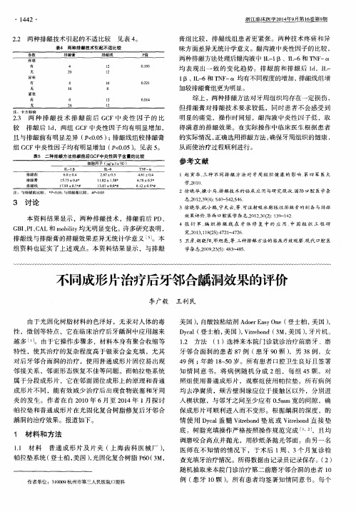 不同成形片治疗后牙邻合龋洞效果的评价