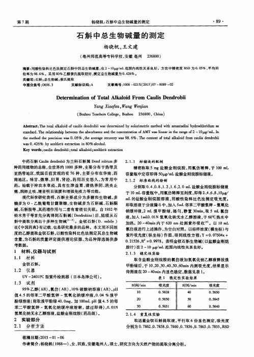 石斛中总生物碱量的测定