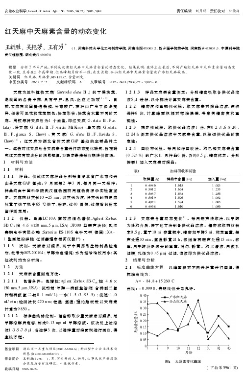 红天麻中天麻素含量的动态变化