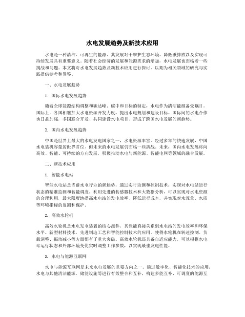 水电发展趋势及新技术应用