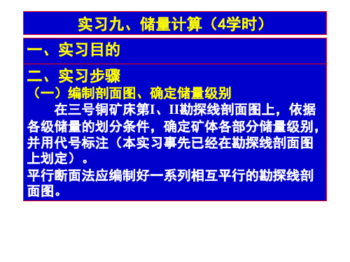 矿产勘查 实习九、储量计算(4学时)