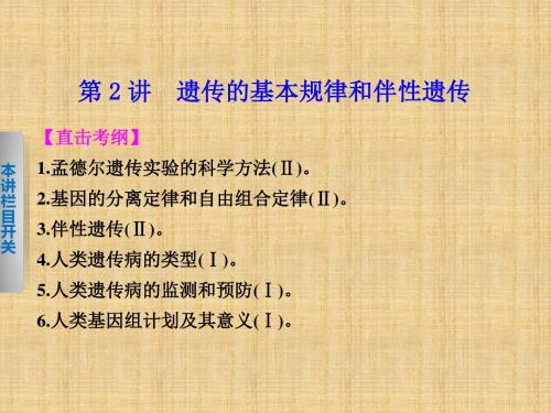 (安徽专用)高考生物二轮复习 考前三个月 第一部分 专题四 第2讲 遗传的基本规律和伴性遗传名师优质课件